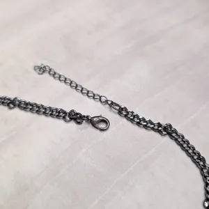 Stunning Bib Necklace Statement Large Chunky Black & Dark Silver Tone thumbnail 6