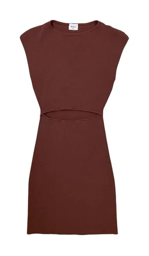 Aritzia Wilfred Free Brown Ribbed Knit Cutout Midi Dress Bodycon Aritzia S‎ thumbnail 1