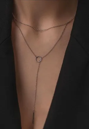 Urban outfitters silver bar circle necklace thumbnail 1