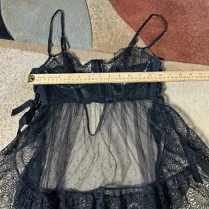 Victoria Secret Sheer Lace Babydoll Lingerie Women 34C Black Corset Rhinestone thumbnail 3