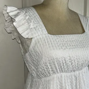 Gianni Bini GB White Square Neck‎ Old Money Seersucker Preppy Dress Sz S Feminine thumbnail 2
