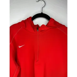 Nike Dri-Fit Quarter Zip Hoodie Pullover Women's Size Medium Red Hooded Active thumbnail 3
