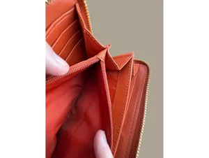Coach Orange Leather Zip-Around Wallet with Gold Hardware thumbnail 8