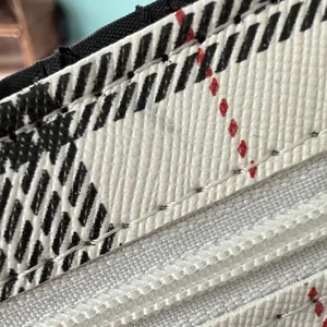 White Plaid Tartan Small Bifold Wallet Snap Pocket ID Window‎ Minimalist NEW thumbnail 3