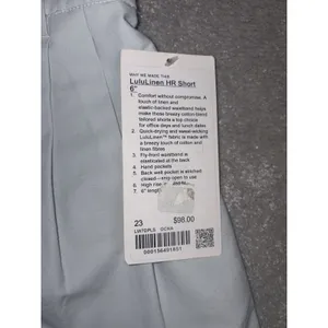Lululemon Lululinen HR Short 6" Size 23 Womens Linen Shorts Ocean Air Blue thumbnail 2