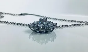 Crystal Snowflake Necklace Gold thumbnail 4
