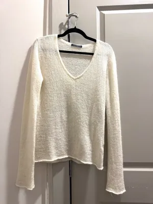John Galt Brandy Melville White Cameron Cropped Sweater thumbnail 3