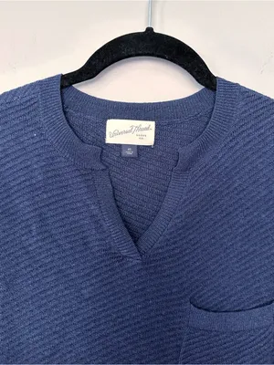 Universal Thread Navy Textured Knit Top V-Neck Short Sleeve XS thumbnail 4