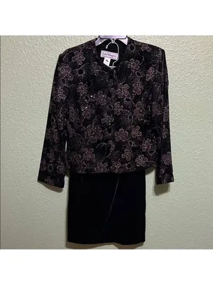 Vintage Black Velvet Skirt Union Made Modest 90s 80s thumbnail 11