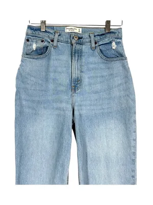 Abercrombie & Fitch the 90s Straight Ultra High Rise Distressed Jeans size 4 Lon thumbnail 4