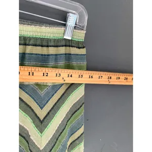 Avatar Green Chevron Striped Boho Mini Skirt Ruffle Hem Elastic‎ Waist Womens S thumbnail 5