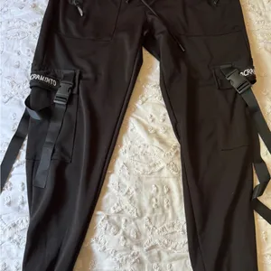 S BLACK CARGO JOGGERS WITH buckles and design thumbnail 2