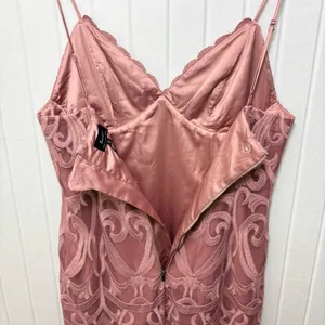 Bardot Gia Lace Pencil Midi Dress Spaghetti Strap Latte‎ Pink Embroidered L thumbnail 13