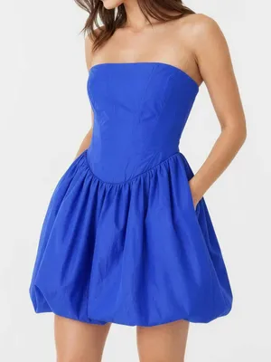 AMANDA UPRICHARD Pompeo Strapless Mini Dress, Cobalt, Medium thumbnail 1