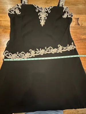 JKARA Beaded Gown Black Silver Sequin Evening Dress Formal Wedding Guest Plus 18 thumbnail 12