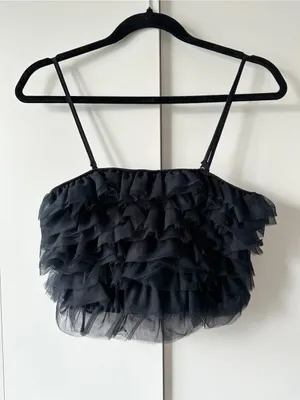 NWT A New Day Tiny Tulle Ruffle Crop Tank – Black – S thumbnail 4