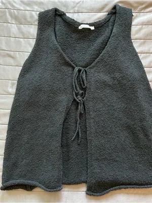 Abercrombie & Fitch Tie Knit Vest Womens Large thumbnail 2