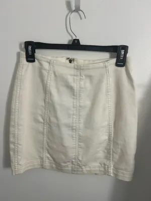 Free People White Bodycon Denim Skirt thumbnail 4