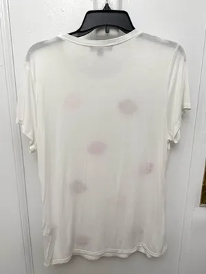 INC International Concepts White Short Sleeve Tee with Sequined Lips Size L thumbnail 2