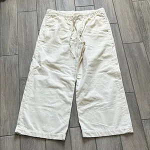 American Eagle Outfitters Women's Cream Wide-Leg Drawstring pants thumbnail 1