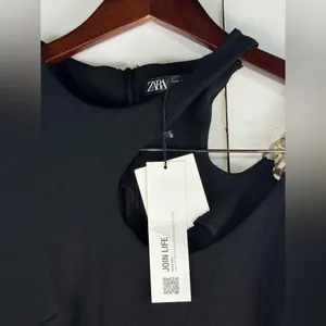 Zara‎ Mini Dress Black Long Sleeve Cut Out Gold Chain Detail Party Cocktail thumbnail 7