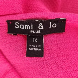 Sami & Jo Hot Pink Short Sleeve Blouse Size 1X Pink Blouse with Strappy Front thumbnail 7
