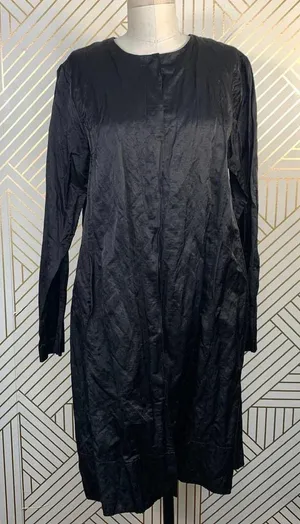 Eileen Fisher Crinkle‎ Black Sheen Overcoat Jacket thumbnail 1