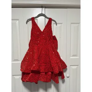 Red Sequin Party Dress Size 2 with Bow Back thumbnail 2