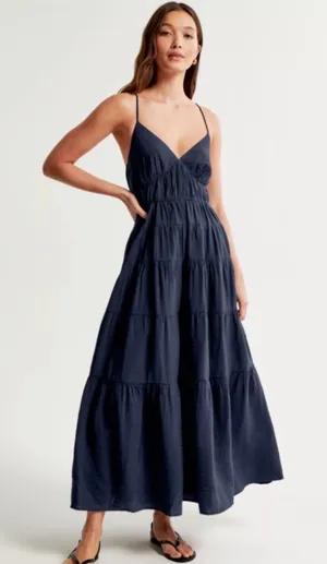 Abercrombie and Fitch navy maxi dress thumbnail 1
