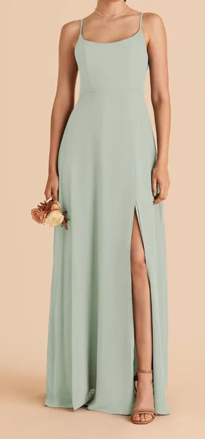 Birdy Grey Sage Amy wide scoop neck spaghetti strap sage green dress sz XS thumbnail 1