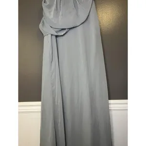 Jim Hjelm Occasions Dress Womens 8 Blue Chiffon Strapless Ruched Maxi Formal thumbnail 4