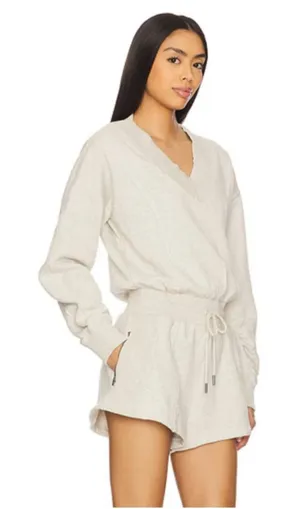 Free People Movement Intercept Romper in Heather Grey Fleece Cotton Lounge Sz M thumbnail 1