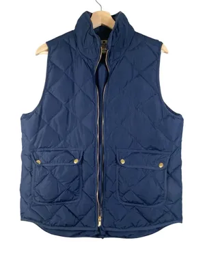 Woolrich Puffer Vest Women's L Blue Quilted‎ Duck Down Full Zip Winter Pockets thumbnail 1