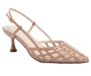 NWT Jones New York Toe Slingback Kitten Heel Pumps JNY-LINELA Nude Brown 10M thumbnail 1