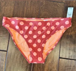 aerie Coral Polka Dot Bikini bottoms size small NWT thumbnail 1