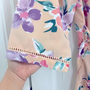 Women’s Vintage 70's Victoria's Secret Gold Label Pink Floral Midi Robe Size P/S thumbnail 3