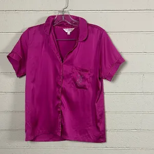 Juicy Couture pink satin pajama shirt size S thumbnail 4