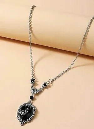 NEW Hauntingly Captivating Necklace Black Cabochon W Bat Halloween thumbnail 2