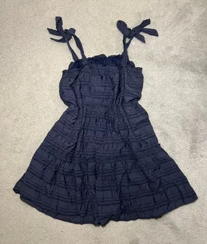 Altar’d State Mini Navy Blue Pleated Dress Size Large thumbnail 2