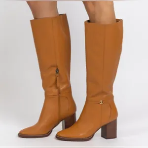 NWT Sam Edelman Elsy Caramel Leather Knee High Block Heel Boots Size 9 thumbnail 4
