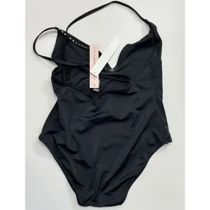 AQUA Swimwear One Piece Swimsuit Black Extra Small Rhinestone Trim‎ Detail NEW thumbnail 3