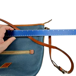 Dooney & Bourke Pebble Grain Leather Zip Sac Crossbody Bag Purse Jeans Blue thumbnail 6