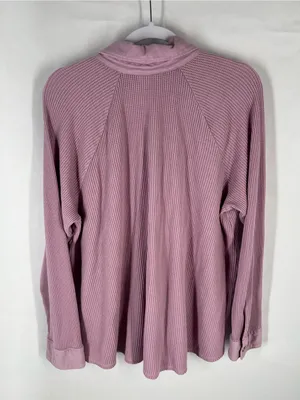 J.Jill Waffle‎ Knit Button Down Shirt Pink Cotton Shacket XL thumbnail 10