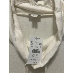 New J CREW Women's SOFT Pullover Sweater Ivory Drawstring Cowl Neck Size XL thumbnail 2