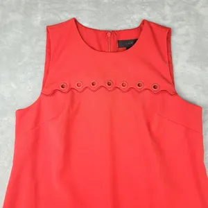 J. Crew Red Scalloped Grommet Sleeveless Above Knee Shift Dress Size 12 thumbnail 4