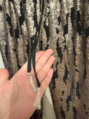 Hei Hei Anthropologie Sequin Drawstring Pants Joggers Gold Black Women's Size M thumbnail 4