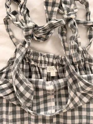 Gingham Tie Strap Maxi Dress Gray thumbnail 2
