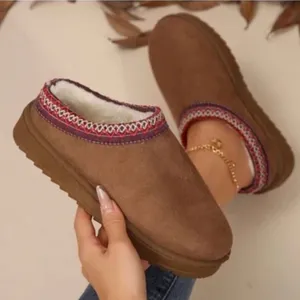 Cozy Tan Slip-On Slippers with Red Trim size 41/9.5 thumbnail 1