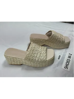 Womans New Platform Wedge Espadrille Sandals 10 Natural Woven thumbnail 2