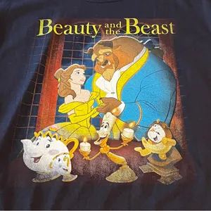 Disney‎ Beauty and the Beast Unisex Size Medium Black Short Sleeve Shirt *FLAW* thumbnail 5